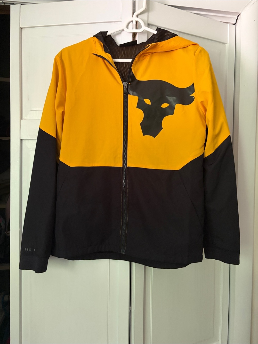 Boys Under Armour Yellow & Black Hooded Jacket - Lightweight Windbreaker
